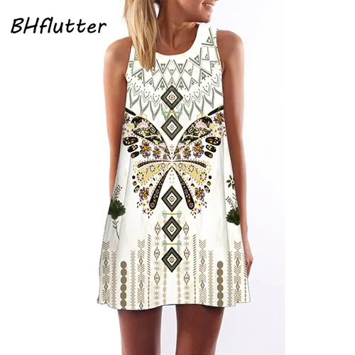 Sommerkleid Frauen Blumendruck Chiffon Boho Style Kurzes Strandkleid Sommerkleid Lässige Etuikleider Vestido