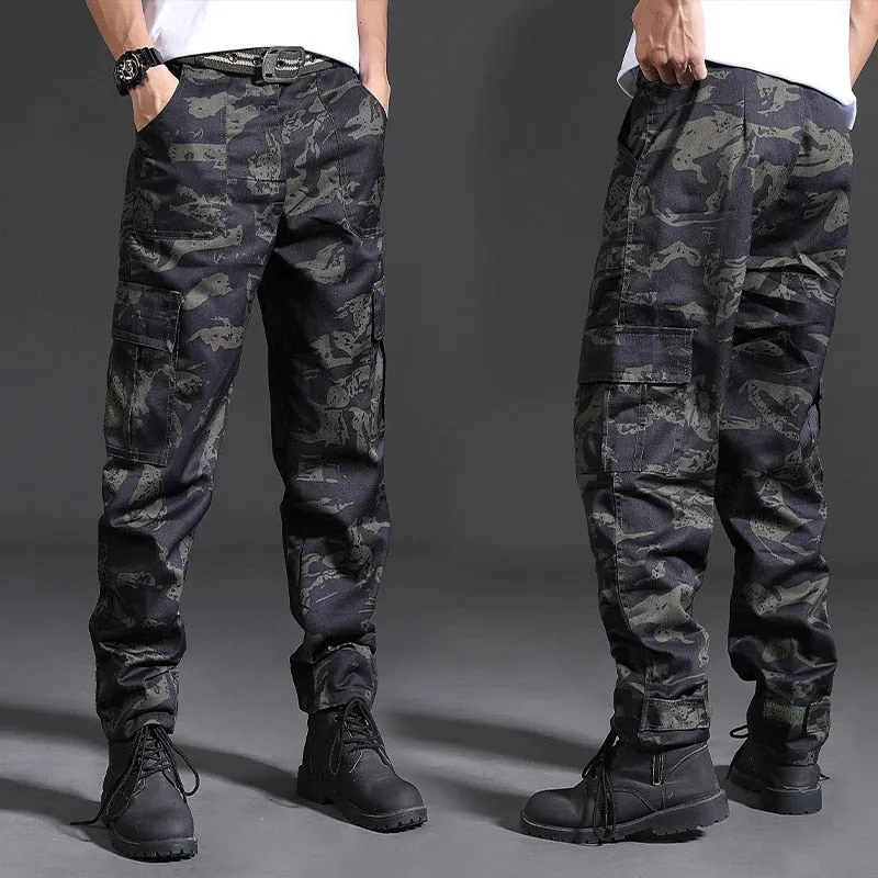 Spring Brand Men Fashion Military Cargo Pants Multi-pockets Baggy Men Pants Casual Trousers Overalls Camouflage Pants Man Cotton