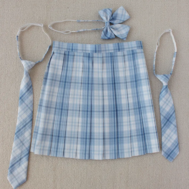 [Spring River Blue] JK vintage plaid uniform skirt