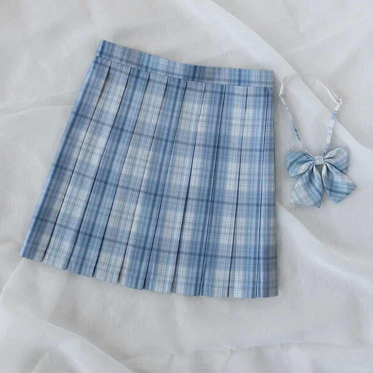 [Spring River Blue] JK vintage plaid uniform skirt