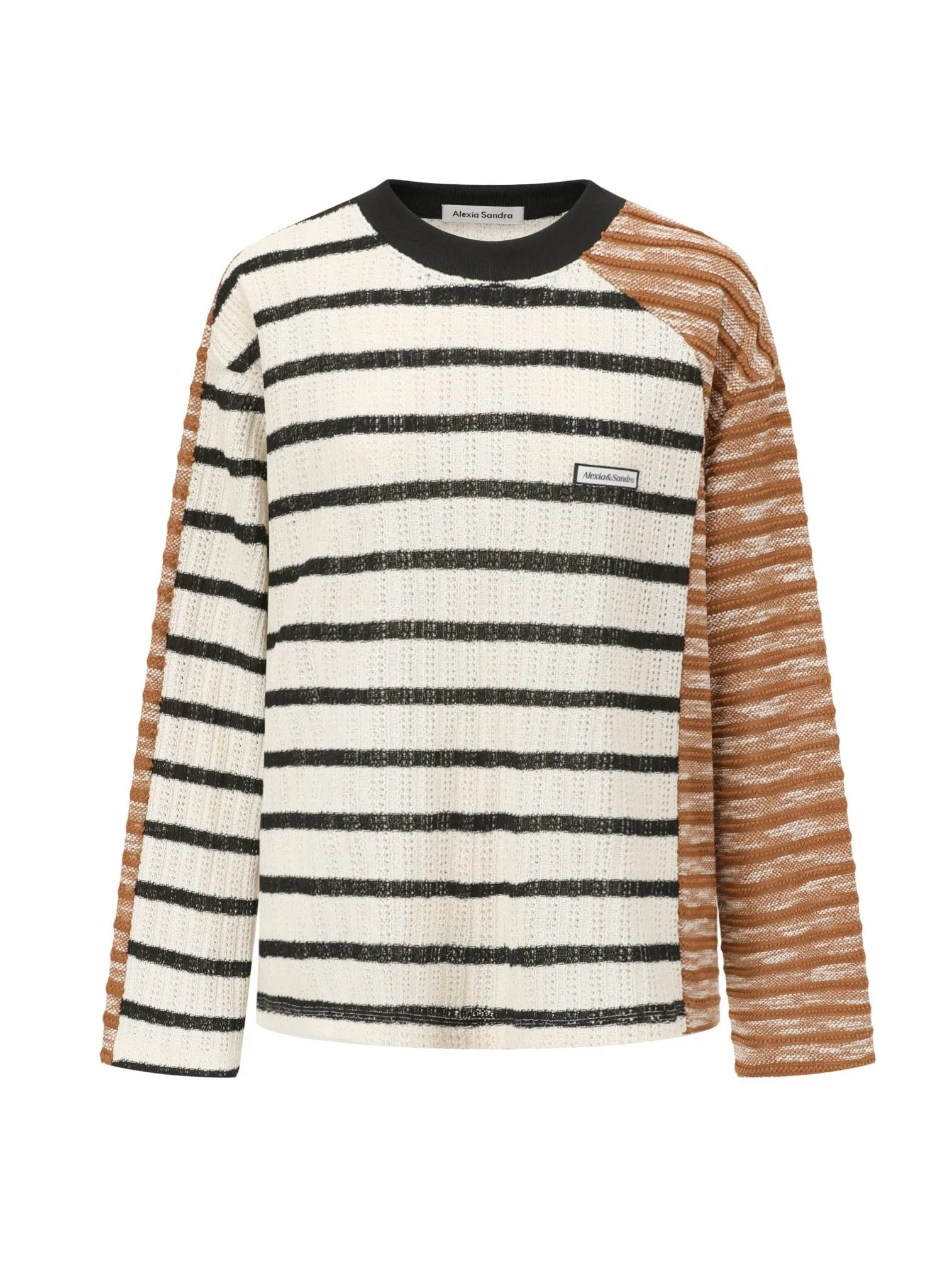 Stripe Asymmetrical Knitwear in Brown