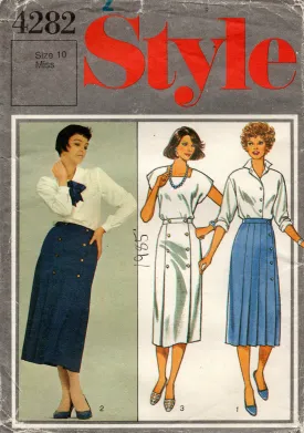 Style 4282 Womens Straight Wrap Skirts 1980s Vintage Sewing Pattern Size 10 UNCUT Factory Folded