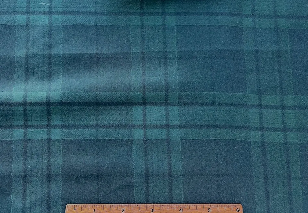 Subtle Bottle Green & Black Woven Plaid Cotton Jacquard Shirting (Made in Italy)