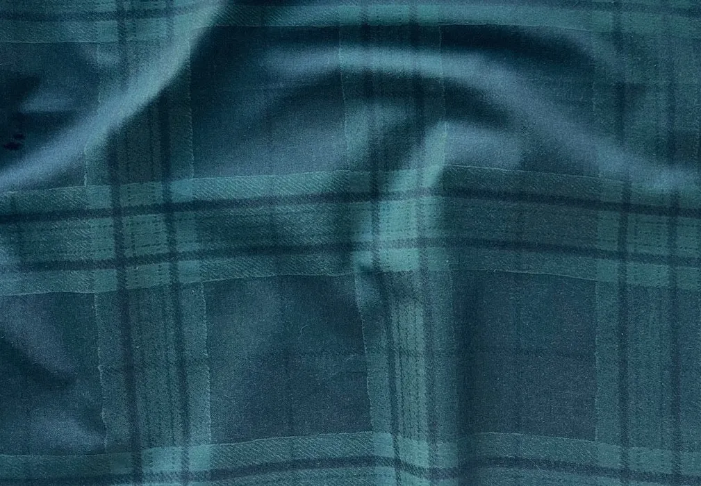 Subtle Bottle Green & Black Woven Plaid Cotton Jacquard Shirting (Made in Italy)