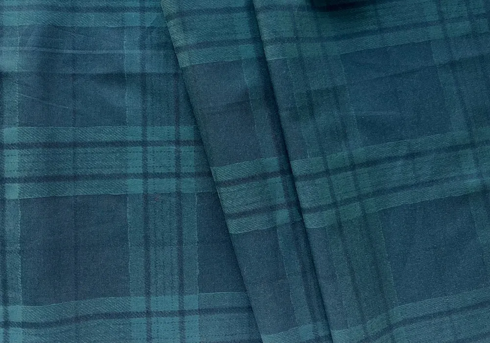 Subtle Bottle Green & Black Woven Plaid Cotton Jacquard Shirting (Made in Italy)