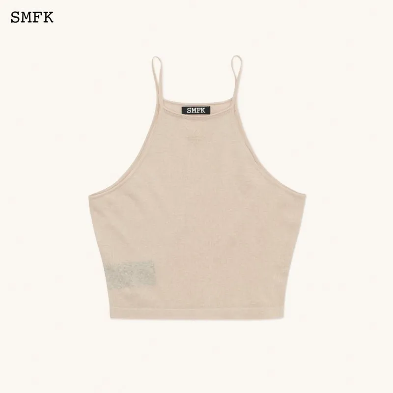 Temple Traditional Plain Knitted Sling Vest Top Linen