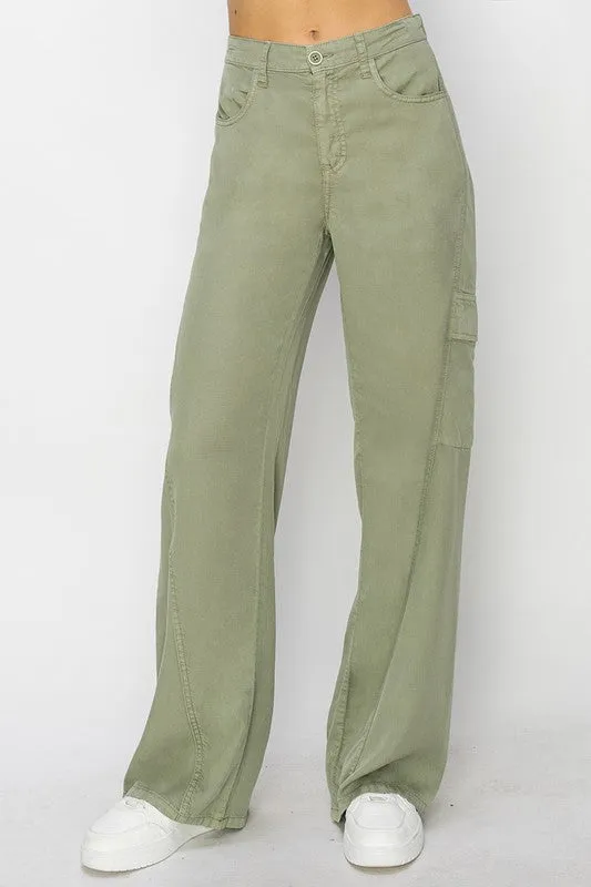 Tencel Wide Leg Cargo Pants