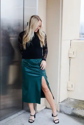 The Show Me The Money Faux Leather Midi Skirt