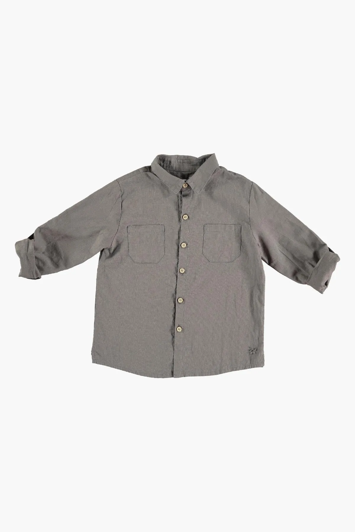 Tocoto Vintage Cotton Linen Boys Shirt - Grey