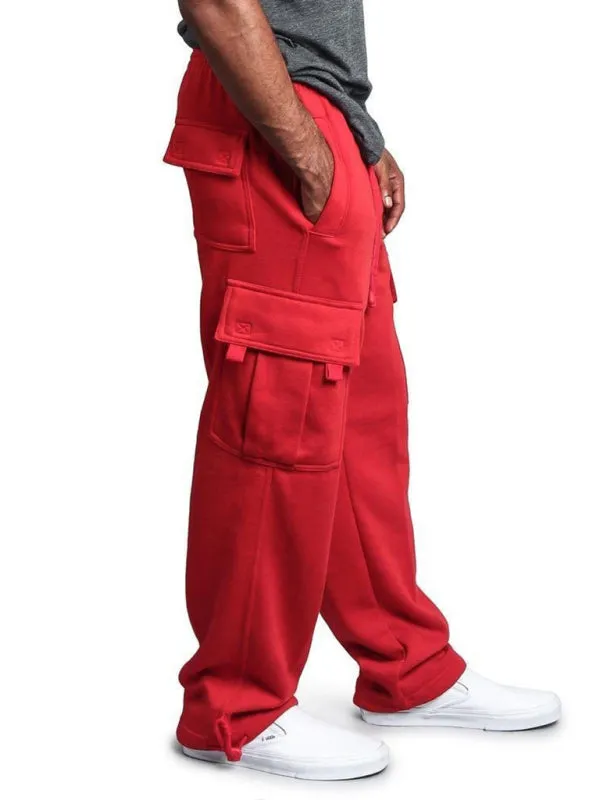 Upgrade Your Style with Men's Solid Color Elastic Waist Cargo Pants