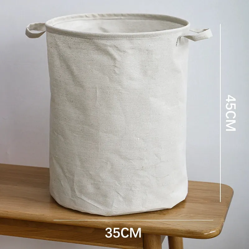 Vintage Cotton Linen Laundry Basket