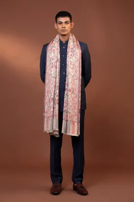 Viscose Floral Print Men’s Shawl - Handmade Kashmiri Kani Wrap