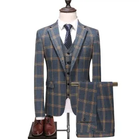 West Louis™ Designer Fancy Plaid Business 3 Piece Suit