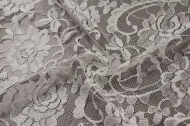 White Floral Chantelle Net Lace fabric