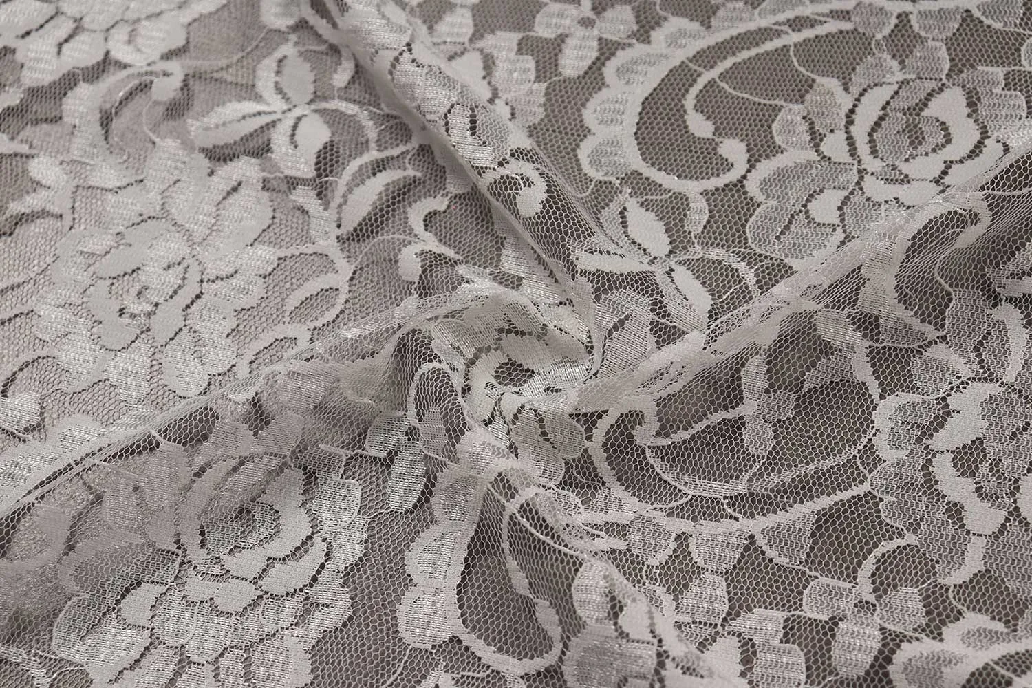 White Floral Chantelle Net Lace fabric