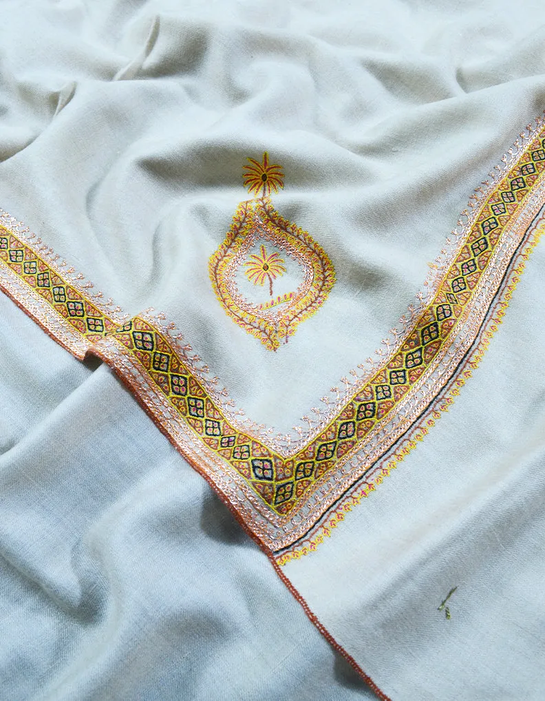 white tilla embroidery pashmina shawl 8287