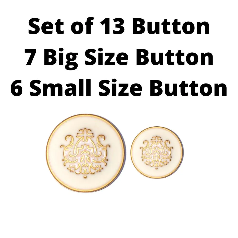 White Traditional Designer Metal Buttons