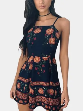 Wholesale Sexy Random Floral Print Sleeveless Dresses