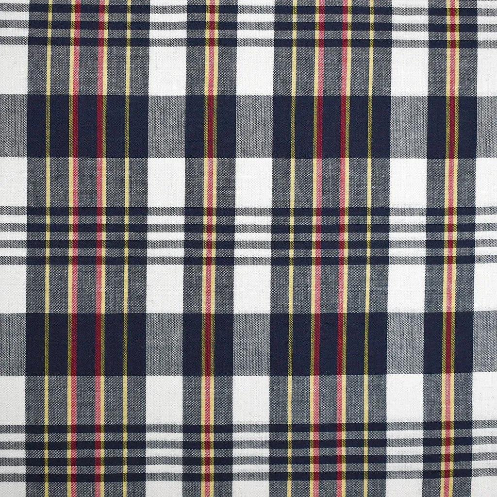 Wide Symmetrical Plaid Cotton Shirting Navy/Vanilla