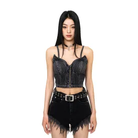 WildWorld Devil Denim Corset Vest