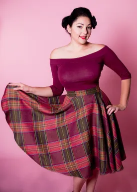 Wine Country Plaid Haute Skirt