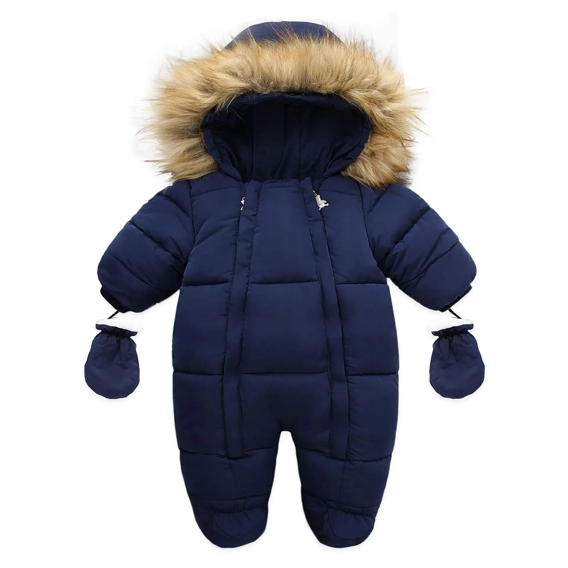 Winter Baby Jumpsuit Thick Warm Infant Hooded Inside Fleece Rompers Newborn Boy Girl Overalls Outerwear Kids Snowsuit