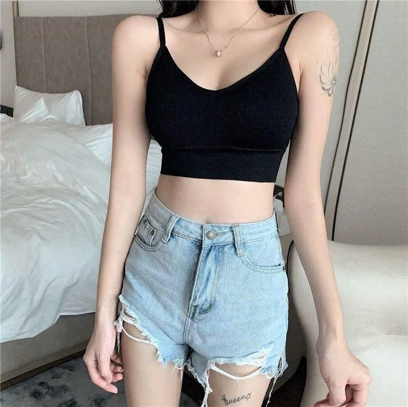 Wjczt Women Crop Top Female Tank Top Seamless Underwear Cropped Bra Backless Intimates Sexy Lingerie Sports Padded Bralettes Tube Tops