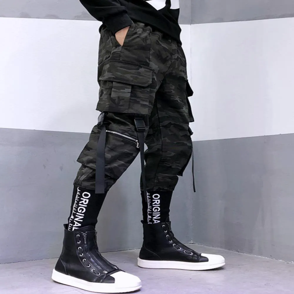 WLS Camouflage Slim Fit Strapped Overalls Cargo Pants