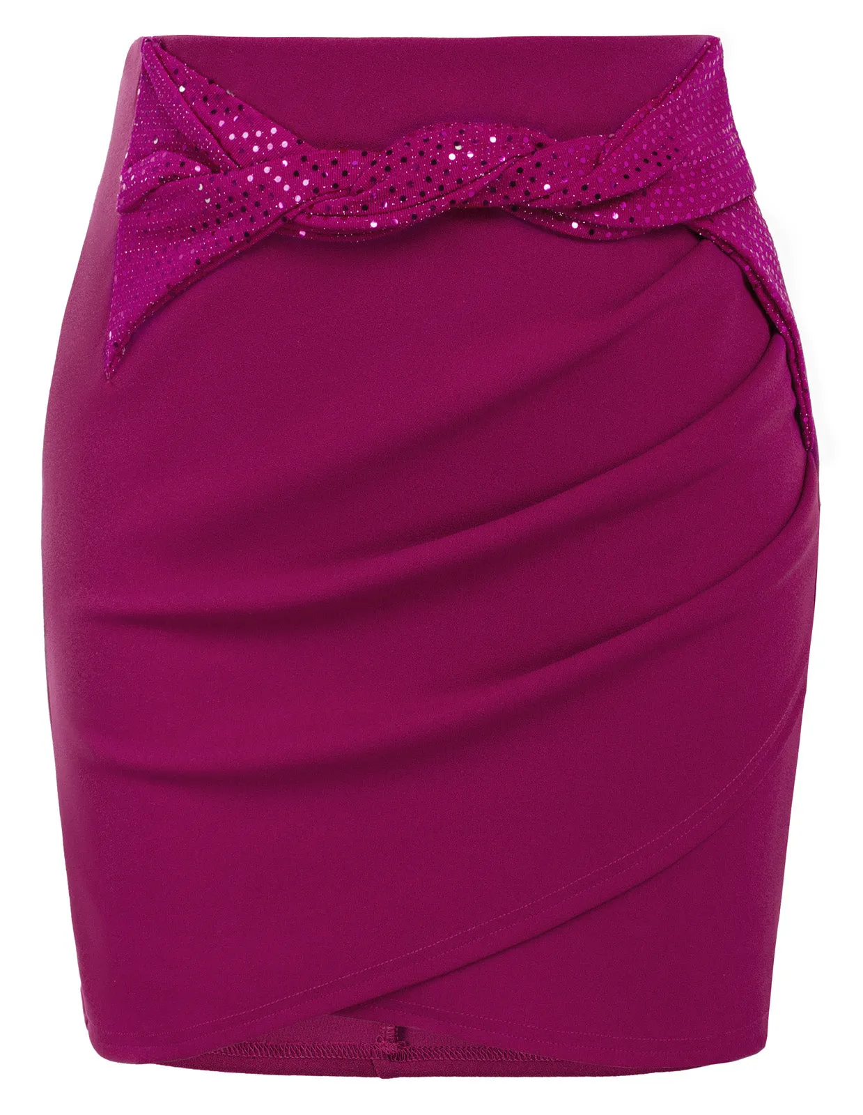 Women's Bodycon Short Skirt Sequin High Waist Twist-Front Wrap Mini Skirts