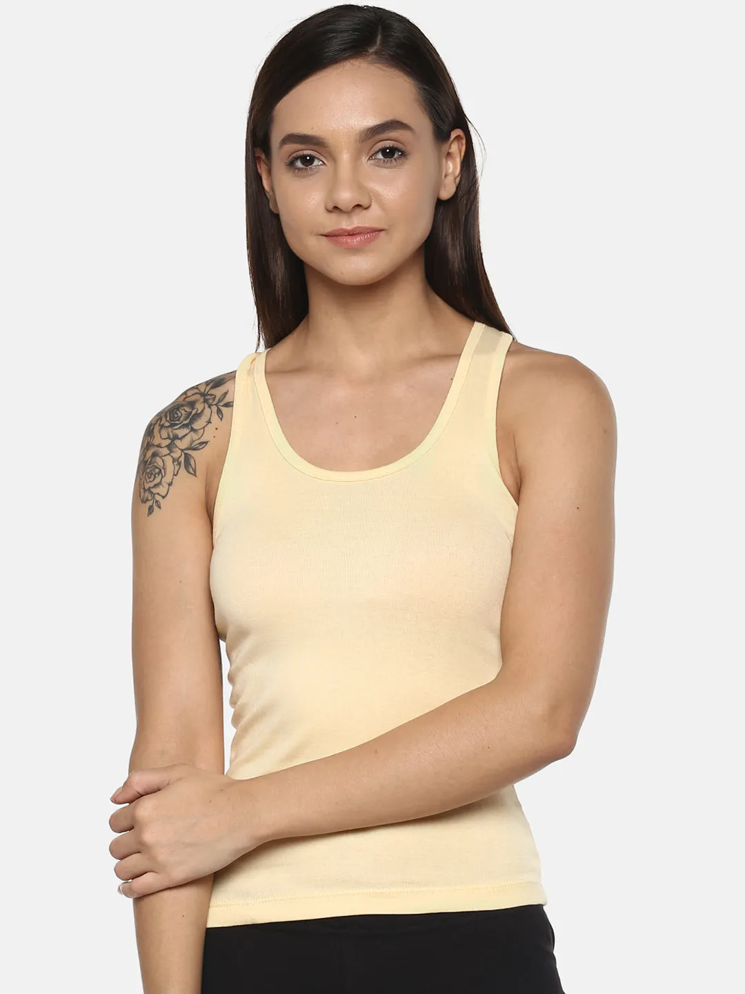 Women's Solid Pure Cotton Camisole with Racerback Style | SARA-skin-1 |