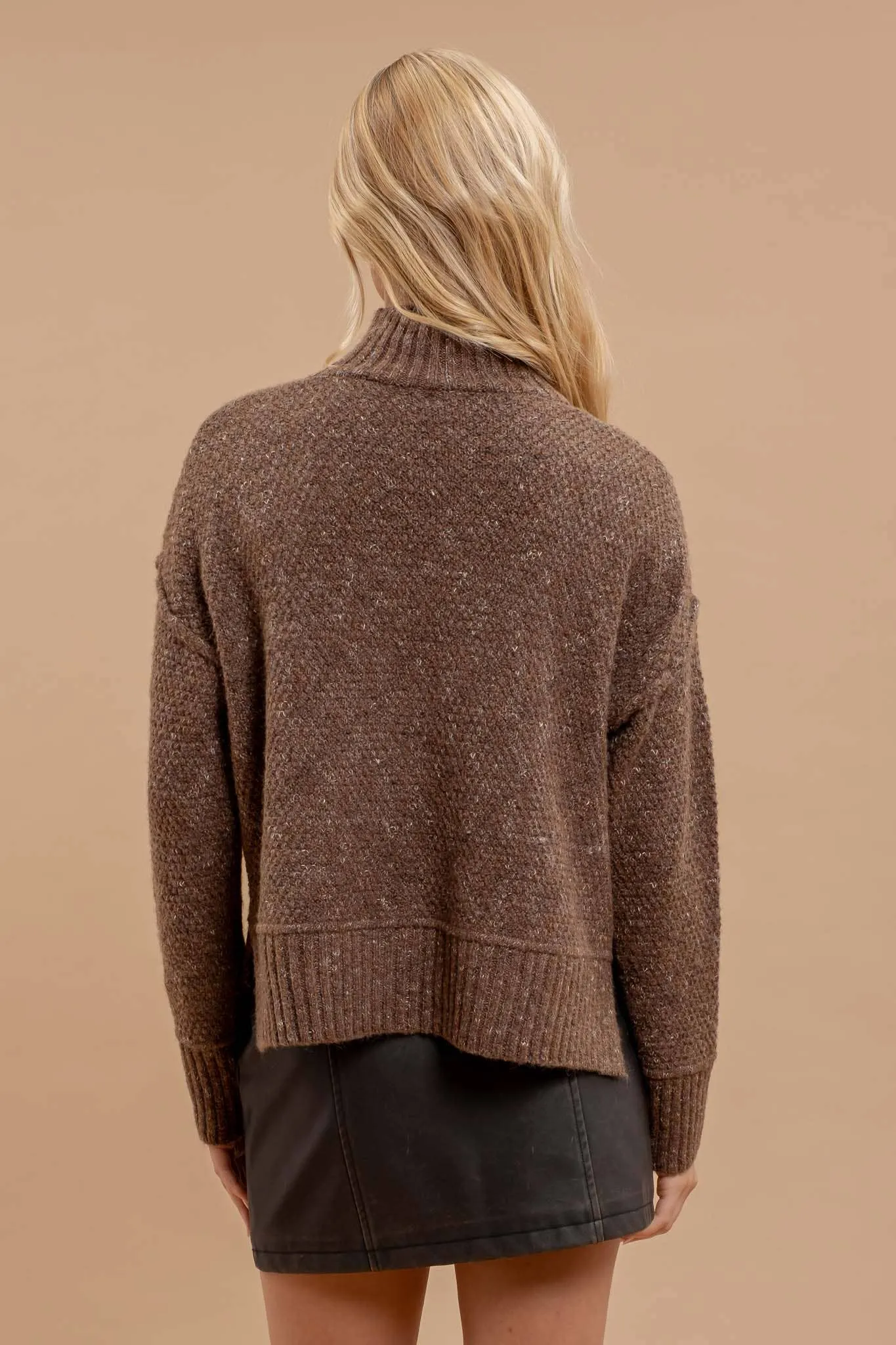 WOOL BLEND TURTLENECK LONG SLEEVE SWEATER