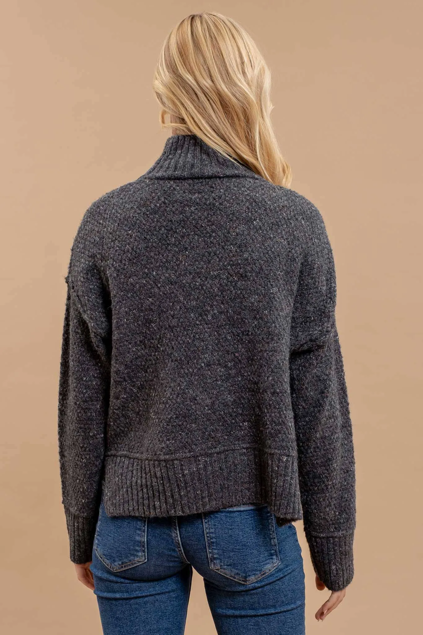 WOOL BLEND TURTLENECK LONG SLEEVE SWEATER