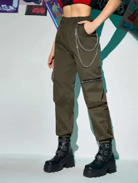 Zipper Chain Cargo Pants