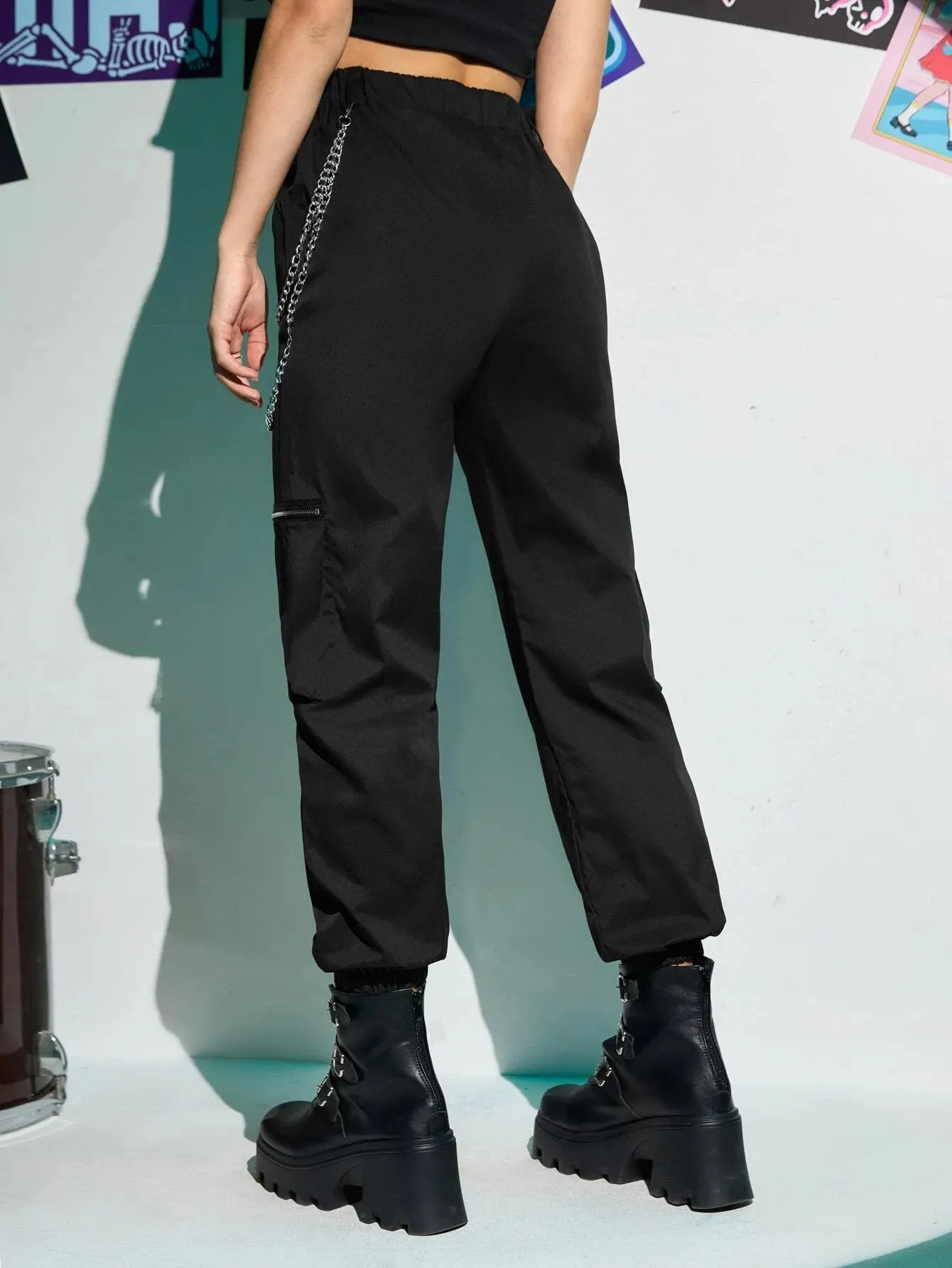 Zipper Chain Cargo Pants